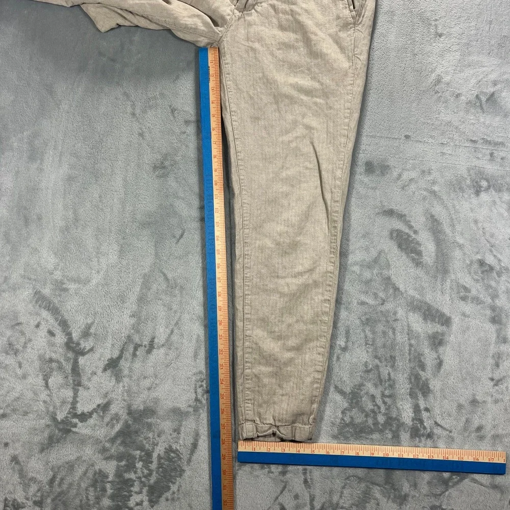 BANANA REPUBLIC Mason Athletic Tapered Pant Mens 31x32 Beige Linen Blend Trouser